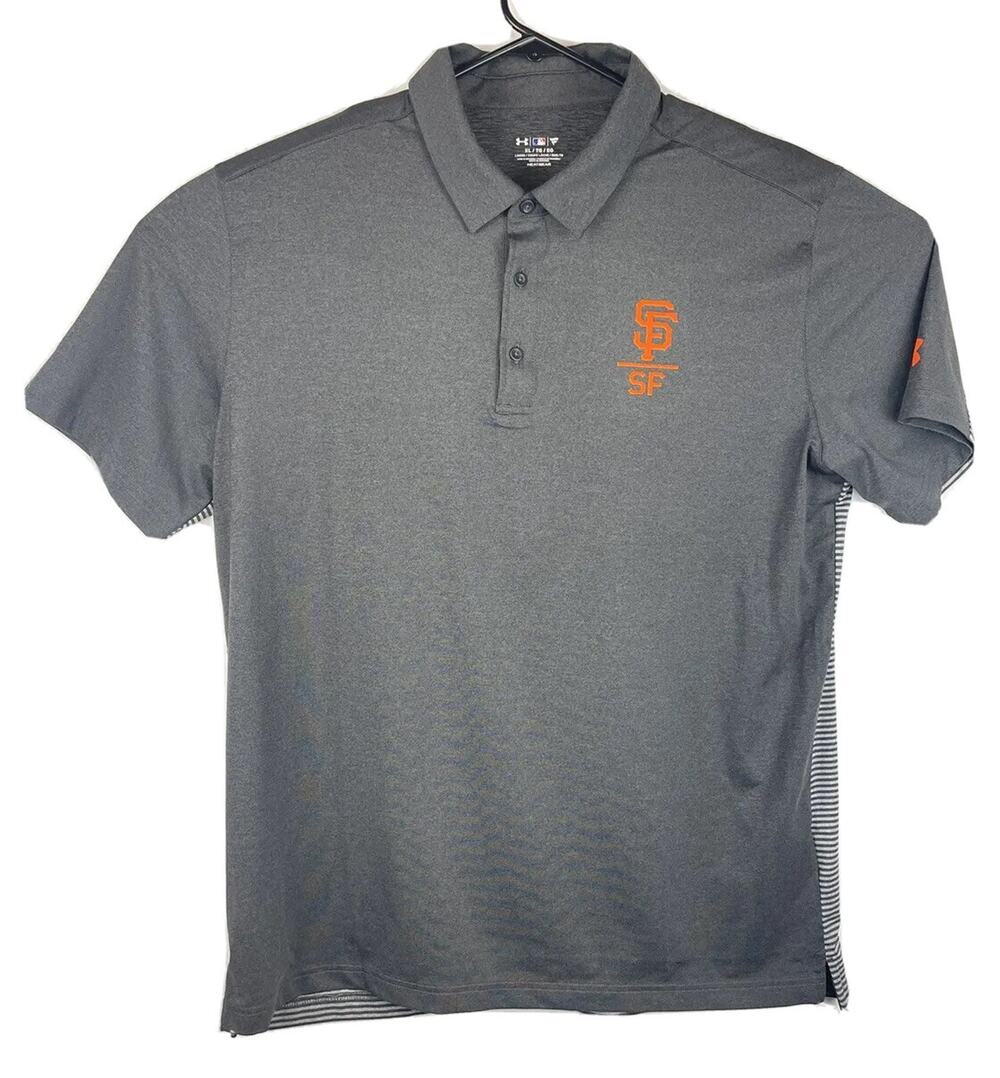 Under Armour SF Giants Polo Shirt Mens XL HeatGear Black Short Sleeve Loose Fit